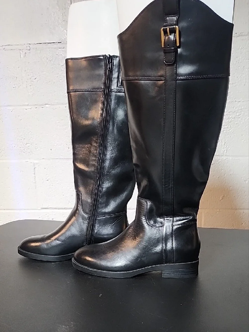 Vionic Philipa Black Over-the-Knee Wide Calf Leather Boots